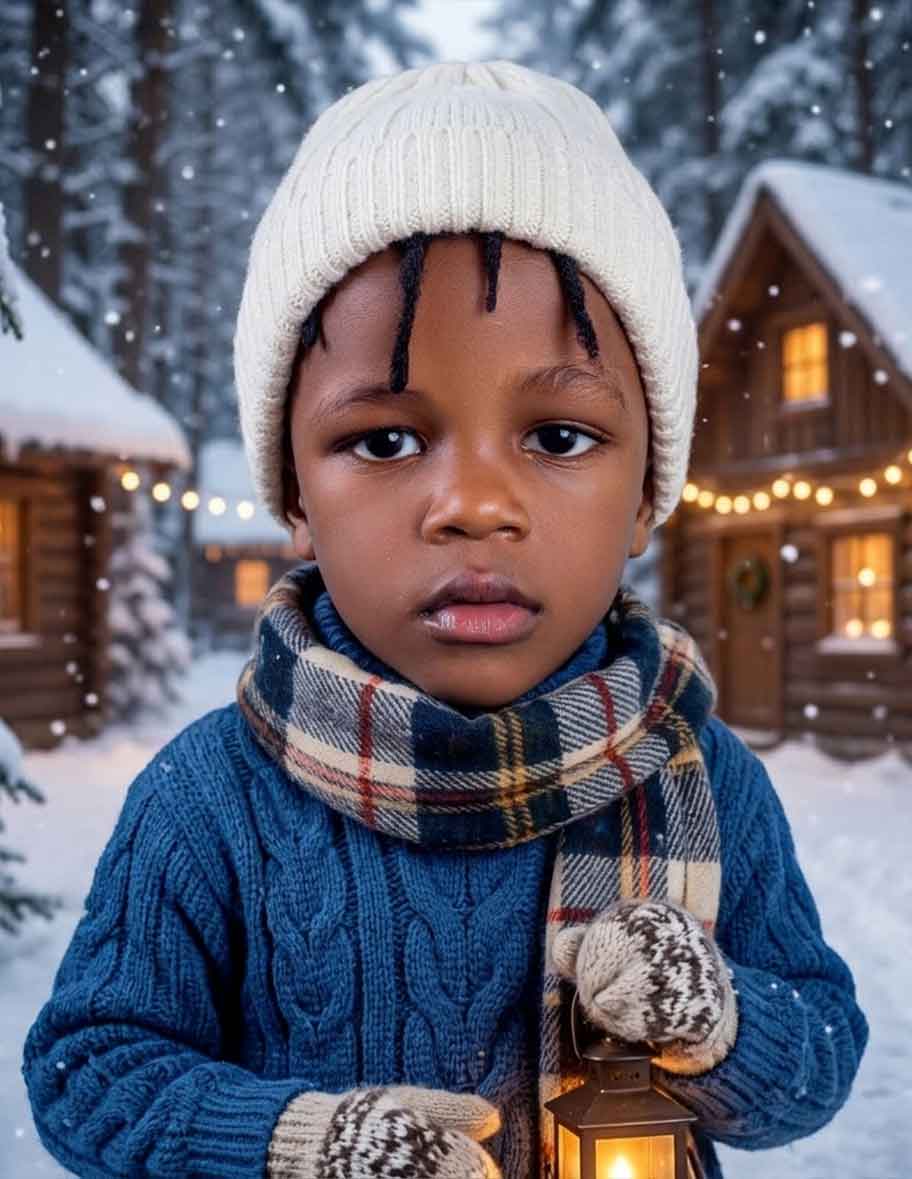Cozy Winter Wonderland Kid Portrait Gemini Prompt (Realistic Face)