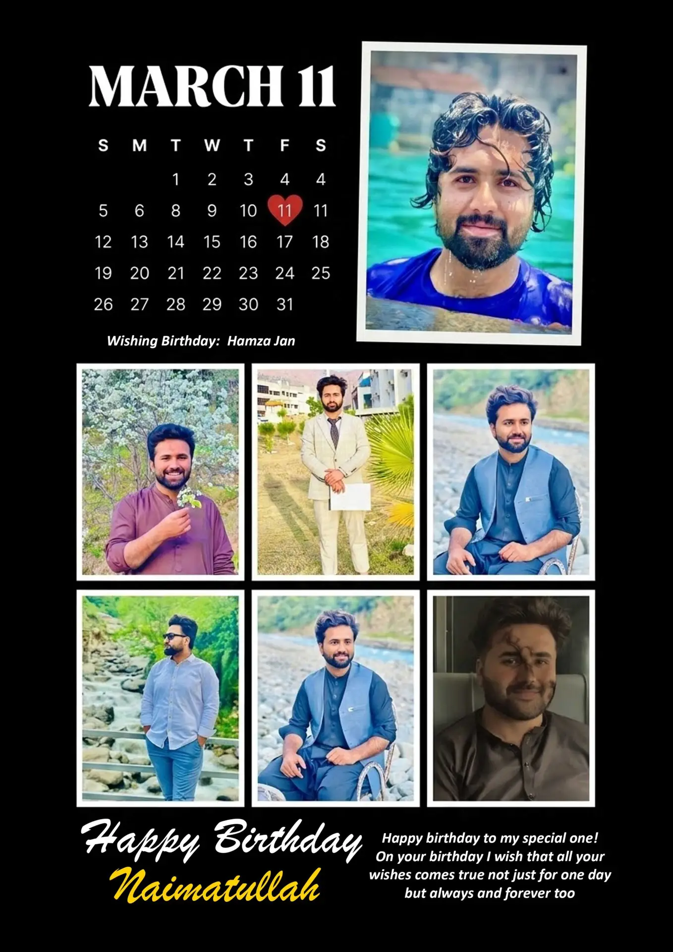 Gemini Prompt - Birthday Photo Collage Calendar Poster