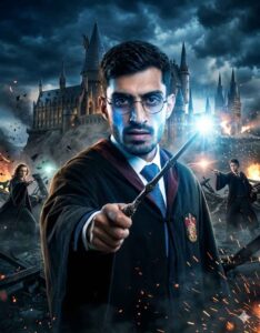 Harry Potter Style Cinematic Battle AI Prompt (Keep Face Unchanged) – Gemini AI Photo Prompt
