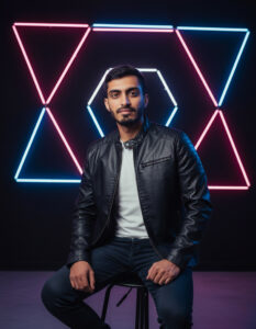 Neon Edge Style Realistic Portrait