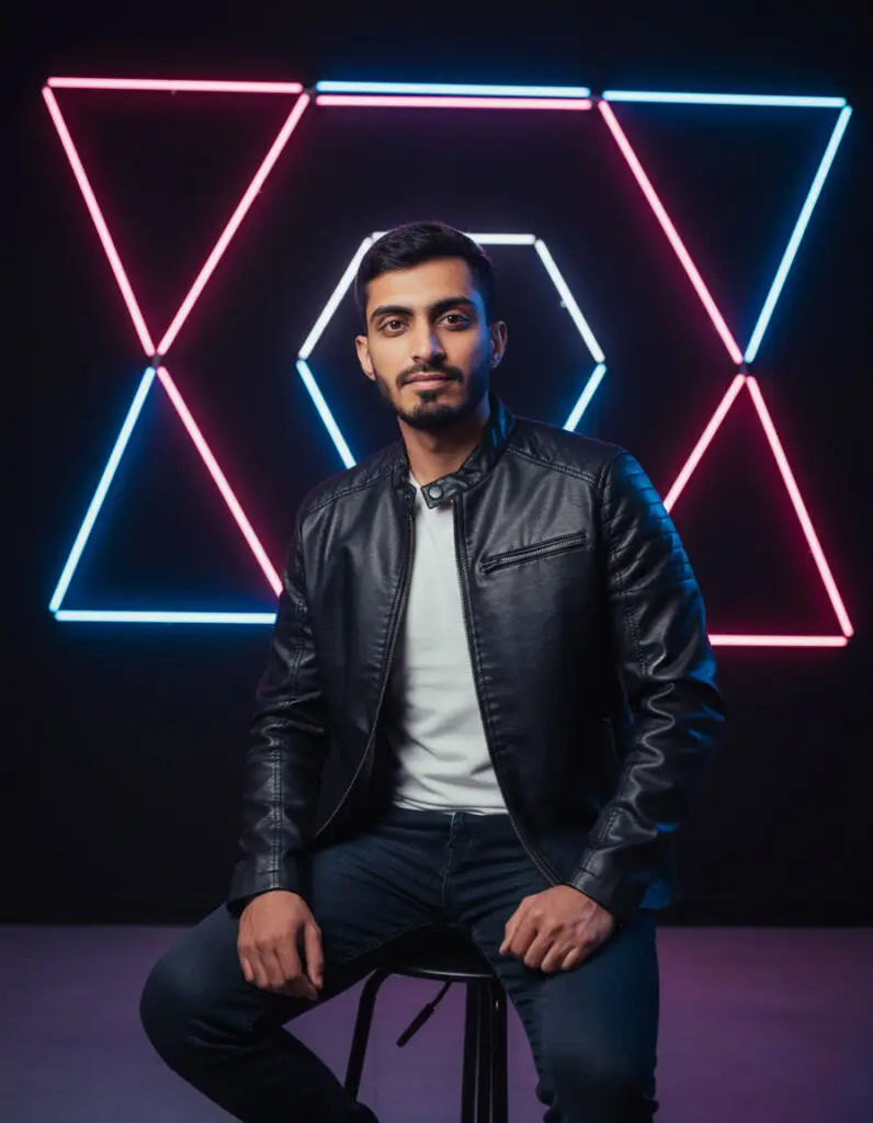 Neon Edge Style Realistic Portrait